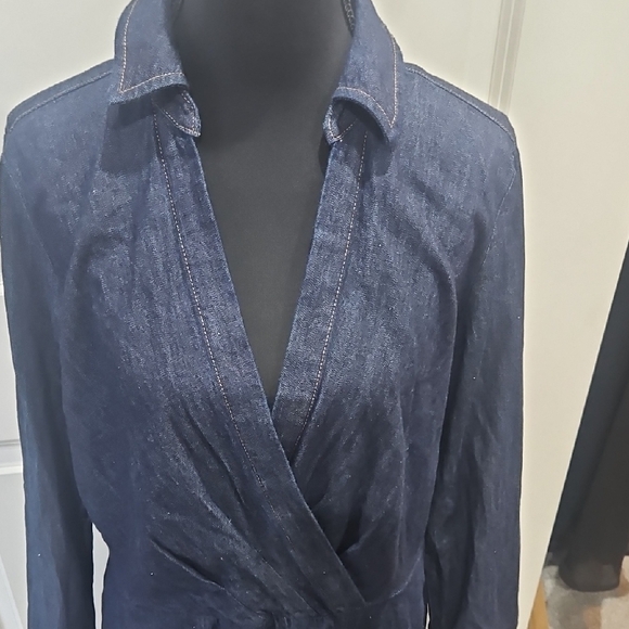 Ralph Lauren Deep Blue Denim V-neck Dress with pockets size 12 - Picture 3 of 10